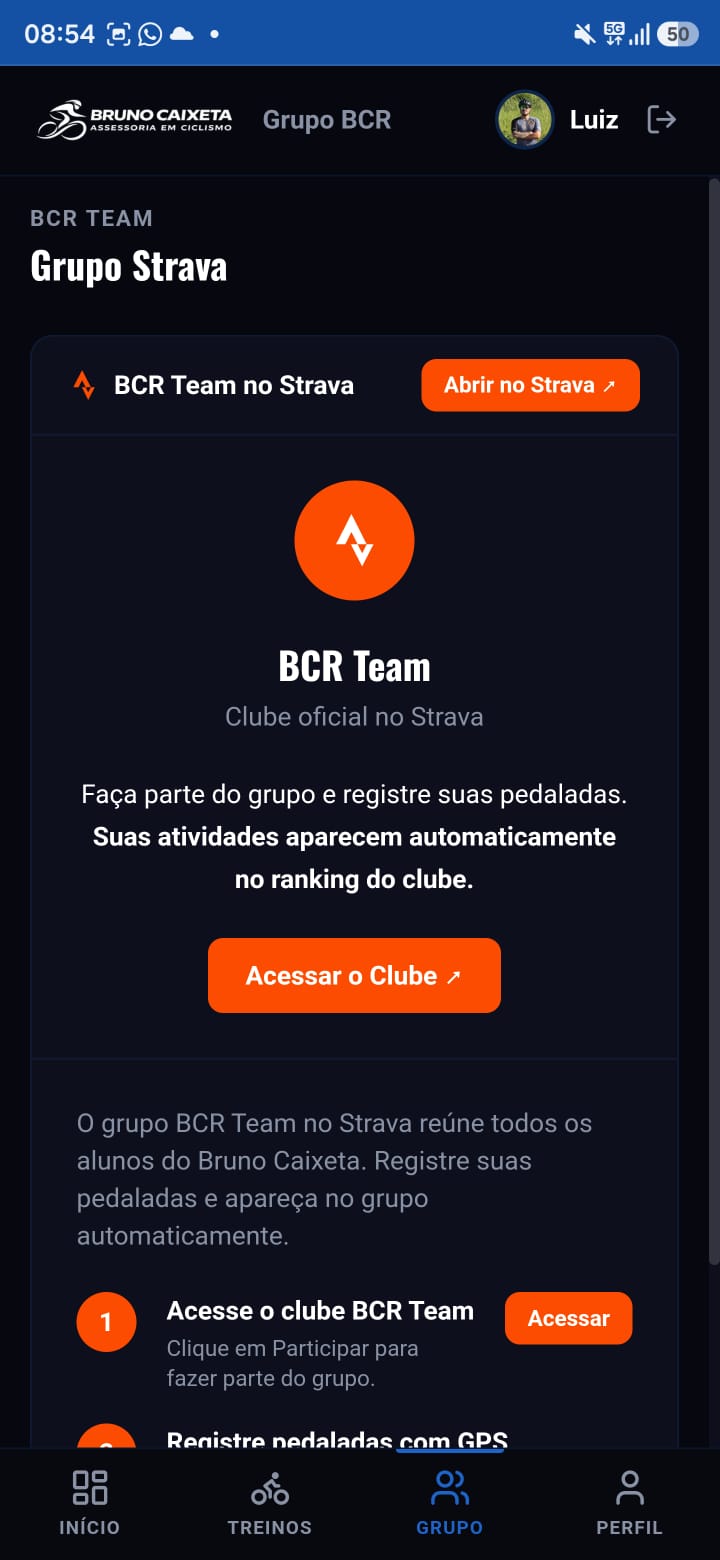 Tela de grupo Strava