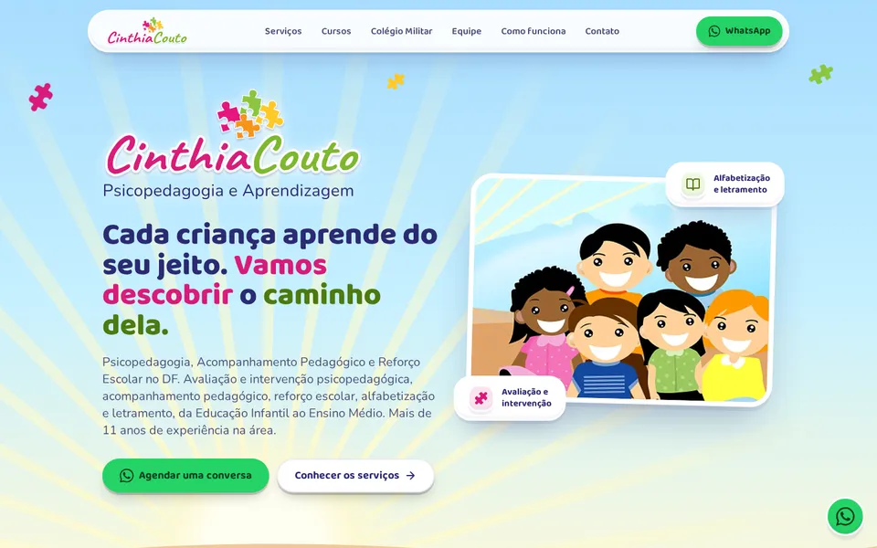 Página inicial de Cinthia Couto, psicopedagogia e aprendizagem