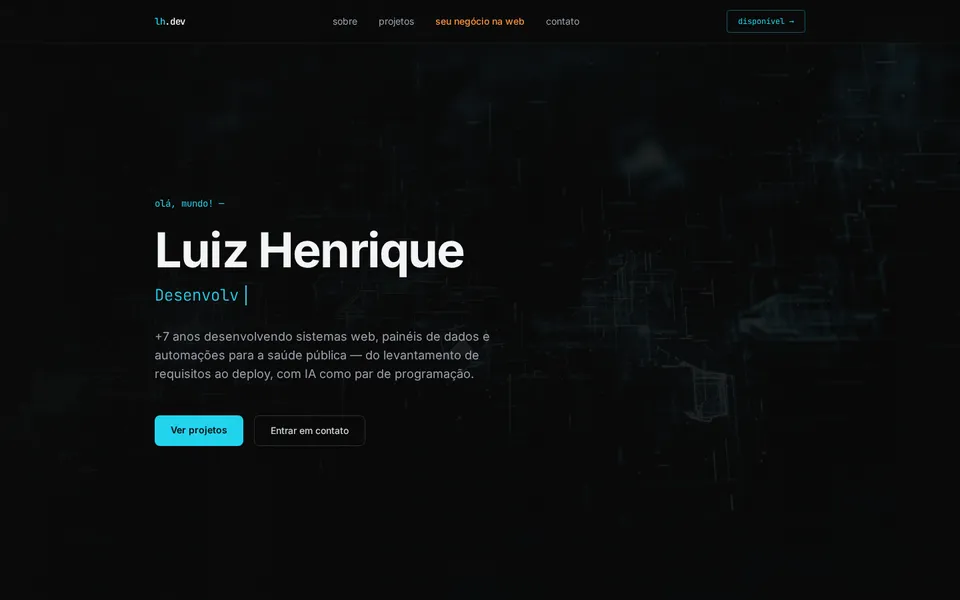 Página inicial de Luiz Henrique, desenvolvedor web